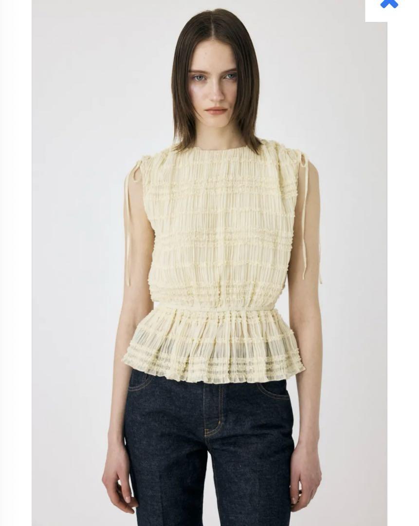 MOUSSY マウジー FRILL CHIFFON ブラウス ECRU