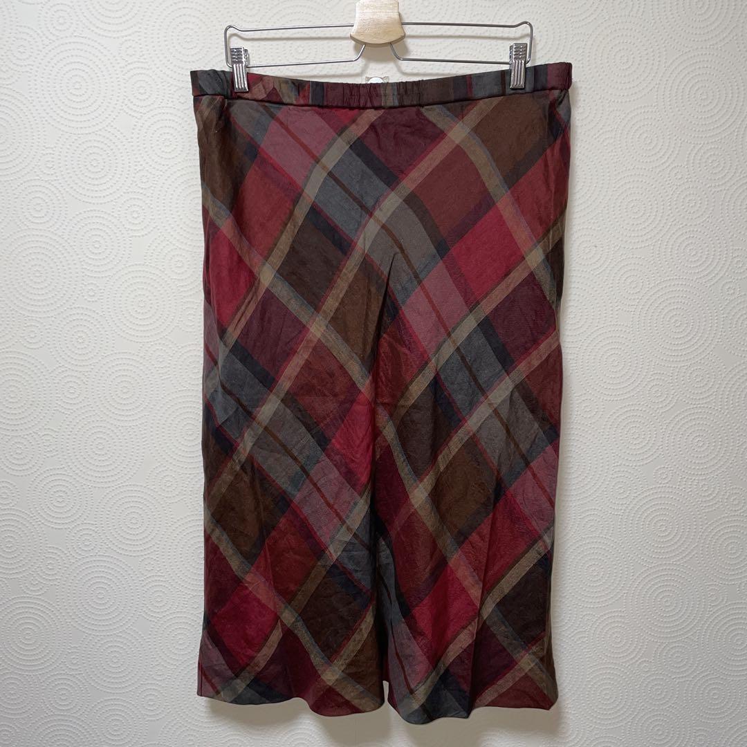 Burberry's バーバリー　チェック柄 ロングスカート 麻100% 13