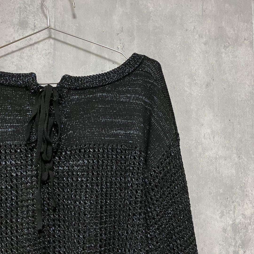 Chez toi （シェトワ）後ろリボン メッシュニットプルオーバー