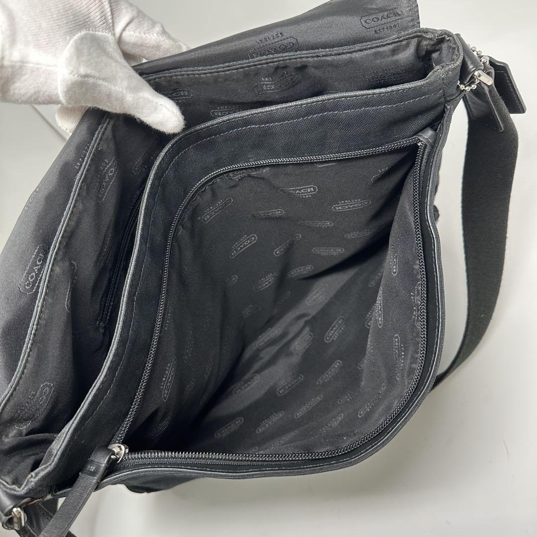 COACH メッセンジャーバッグ 黒 キャンバス×レザー　C2-15