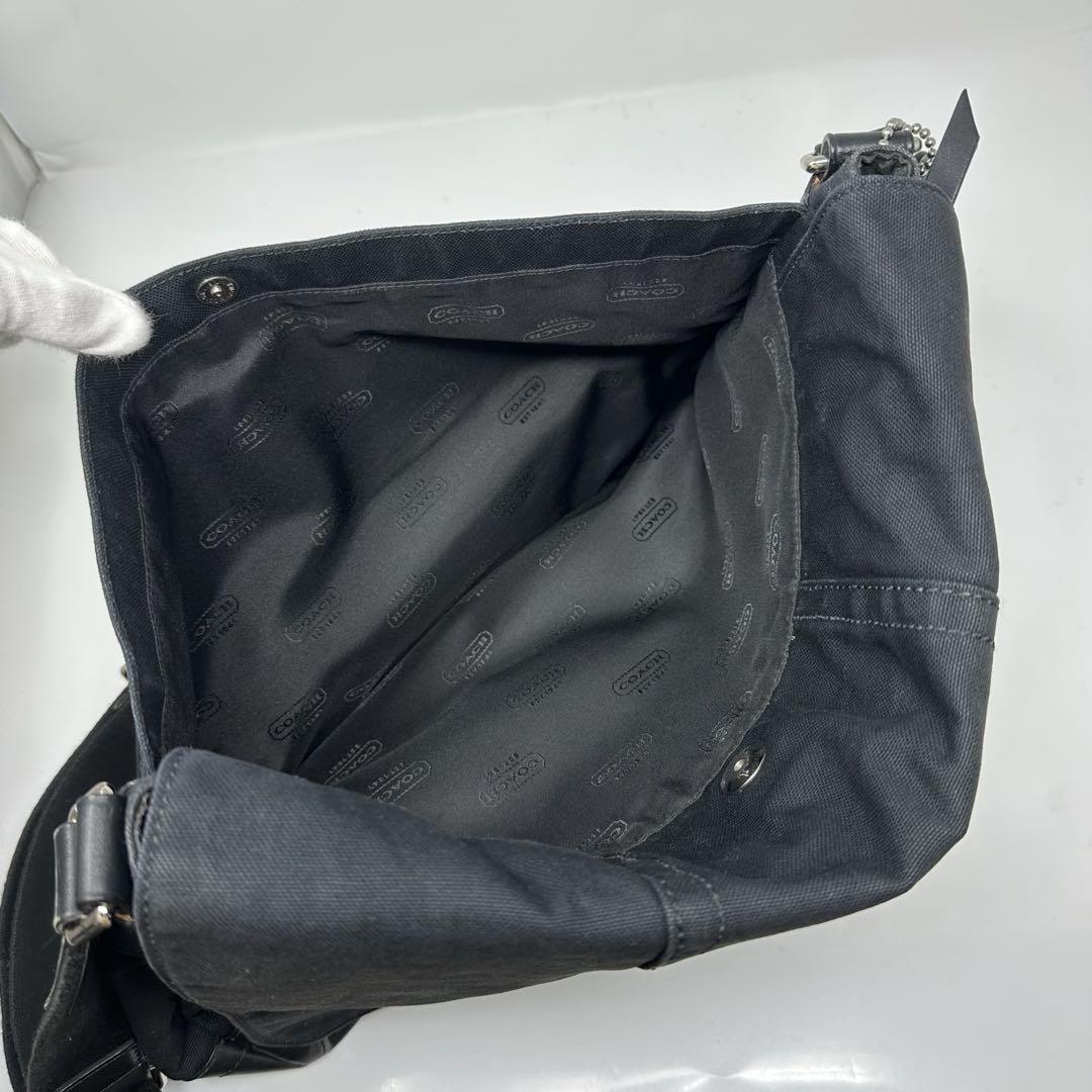 COACH メッセンジャーバッグ 黒 キャンバス×レザー　C2-15