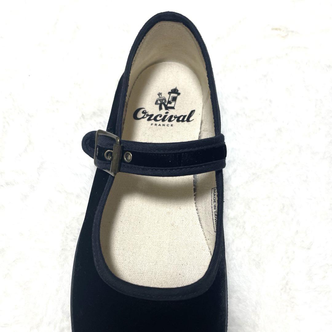 [美品] ORCIVAL オーシバル　ベルベットストラップシューズ　バレエ