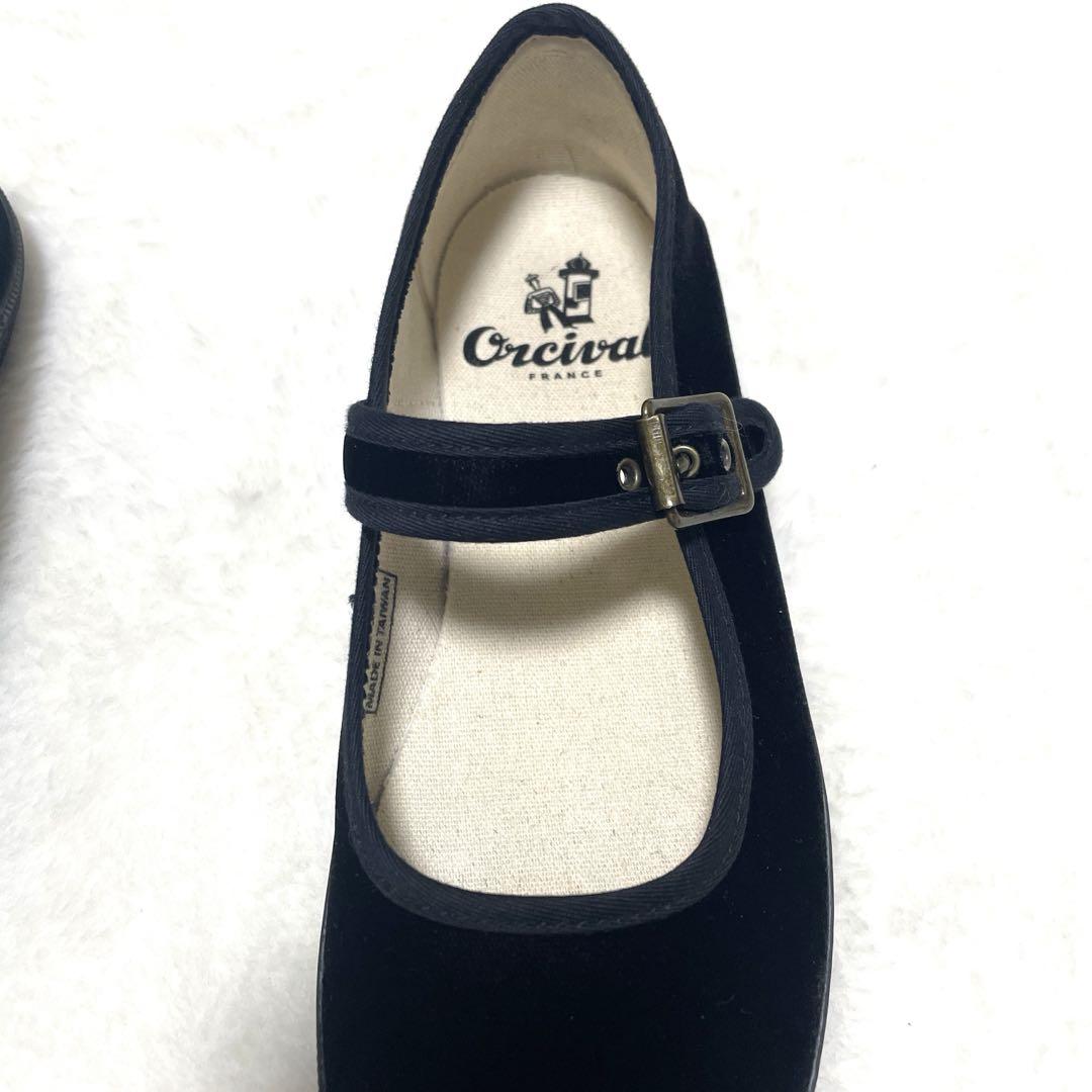 [美品] ORCIVAL オーシバル　ベルベットストラップシューズ　バレエ
