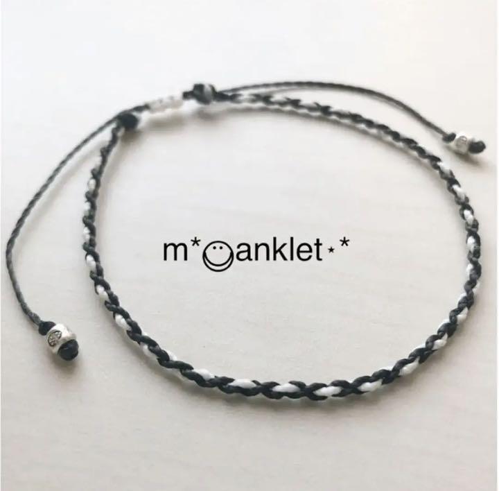 アンクレット ブレスレット 足用 ミサンガ 黒 白 モノトーン メタルビーズ 一部予約 アンクレット ブレスレット 足用 ミサンガ 黒 白 モノトーン メタルビーズ 一部予約