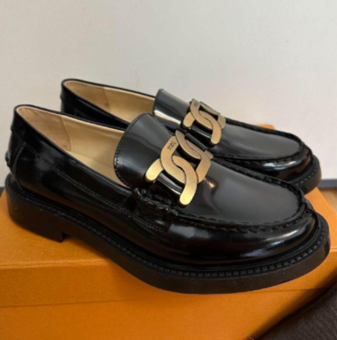 TOD'S ロゴ ケイト レザー ローファー36