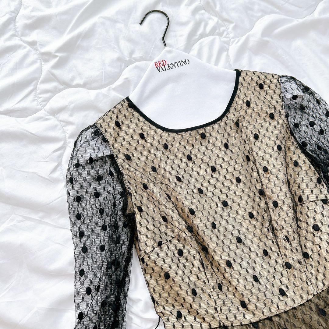 未使用✨レッドヴァレンティノ ローラ着用 ドットチュールドレス ワンピース S 未使用✨レッドヴァレンティノ ローラ着用 ドットチュールドレス ワンピース S