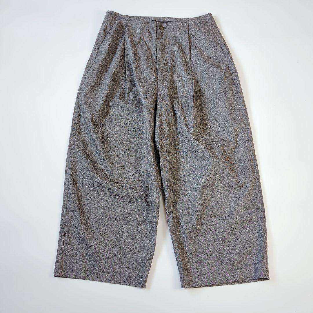 ミズイロインド ウエストタック ワイドパンツ クロップド リネン40% サイズ2