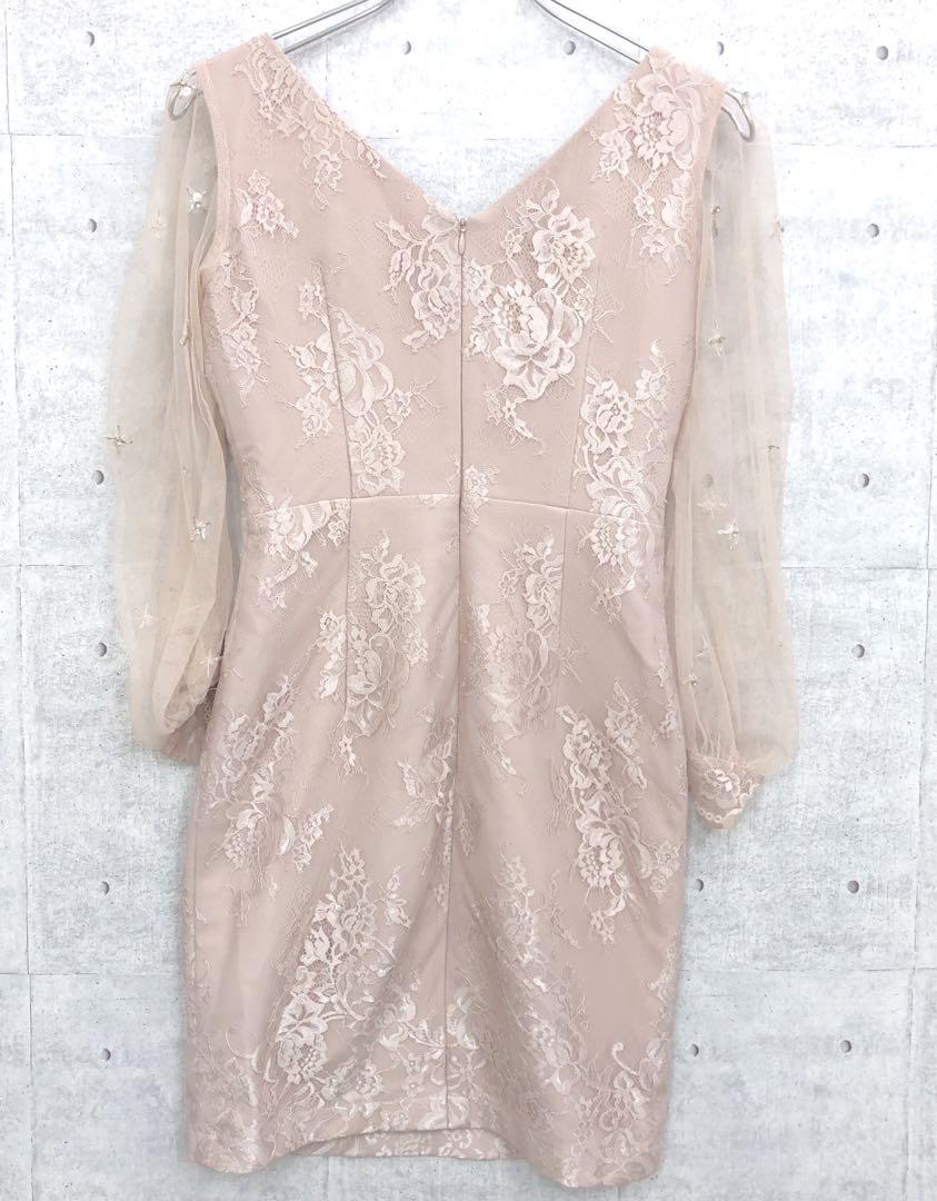 ROBE de FLEURS スカラップカットｘチュールスリーブミニドレス
