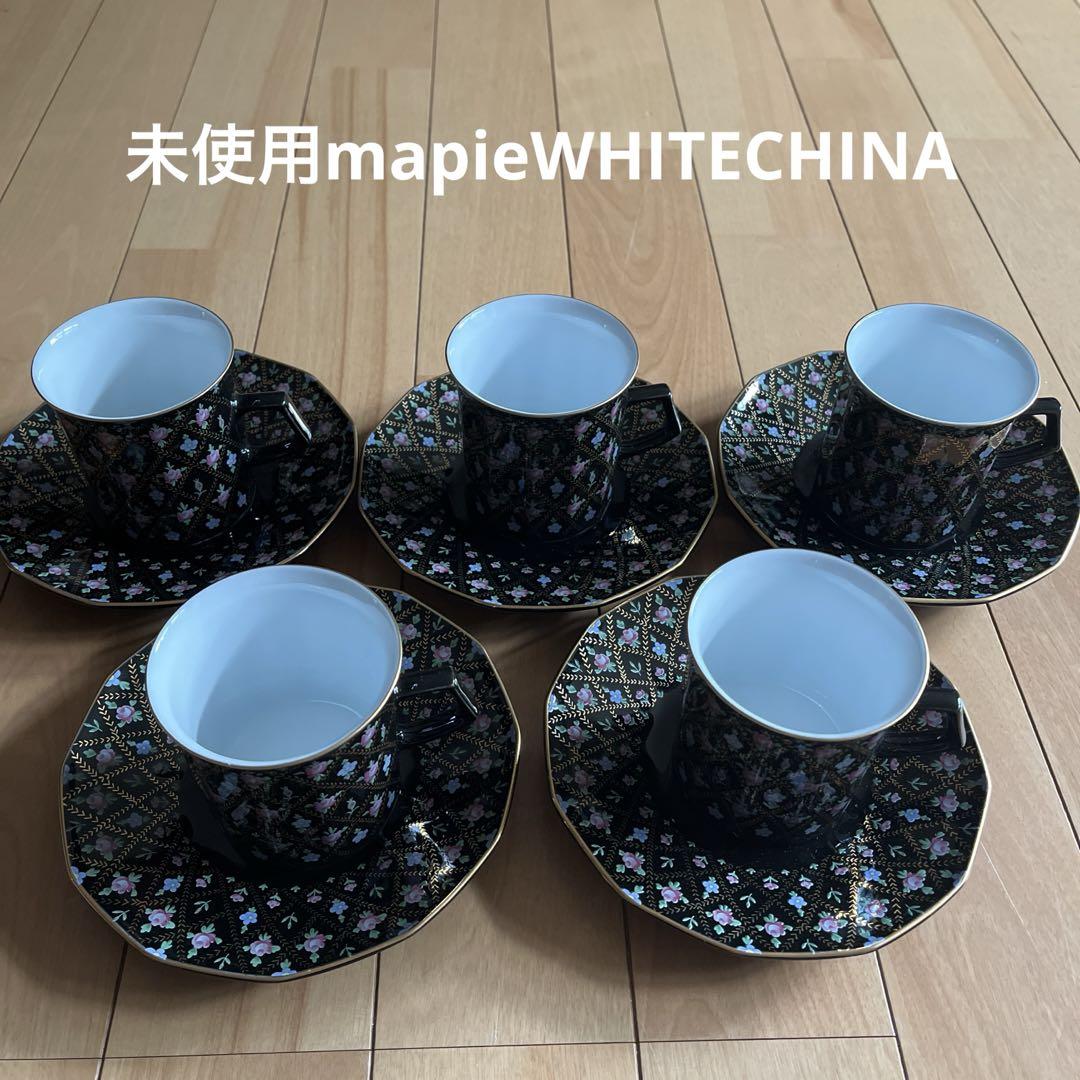 未使用mapieWHITECHINAコーヒーカップ、ソーサー5客セット