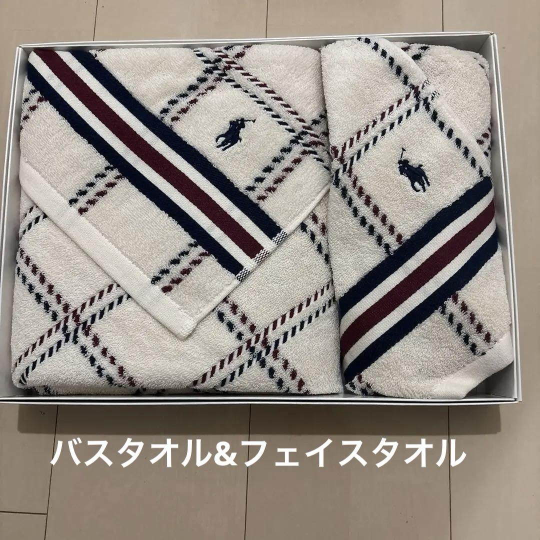 【新品未使用】日本製　ラルフローレン　バスマット&フェイスタオル２枚 新品未使用】Ralph Lauren バスタオル・フェイスタオル2枚セット
