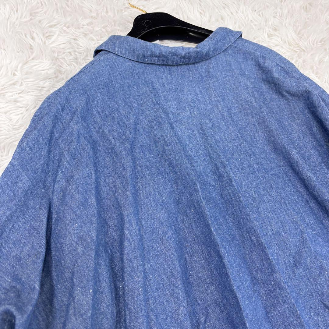美品 ミズイロインド ロングワンピース スキッパー インディゴ
