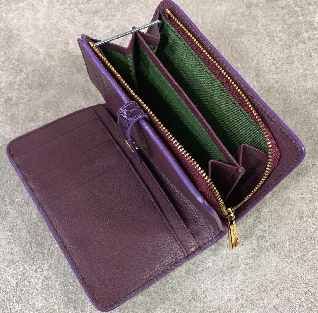 希少品！ ペレリールッソ 日本製 ヘンローン クロコダイル シャイニング 折財布 希少品！ ペレリールッソ 日本製 ヘンローン クロコダイル