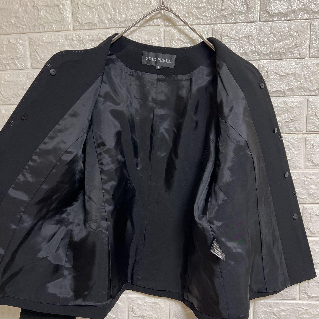 SOIR 東京ソワール ブラックフォーマル ノーカラージャケット M 冠婚