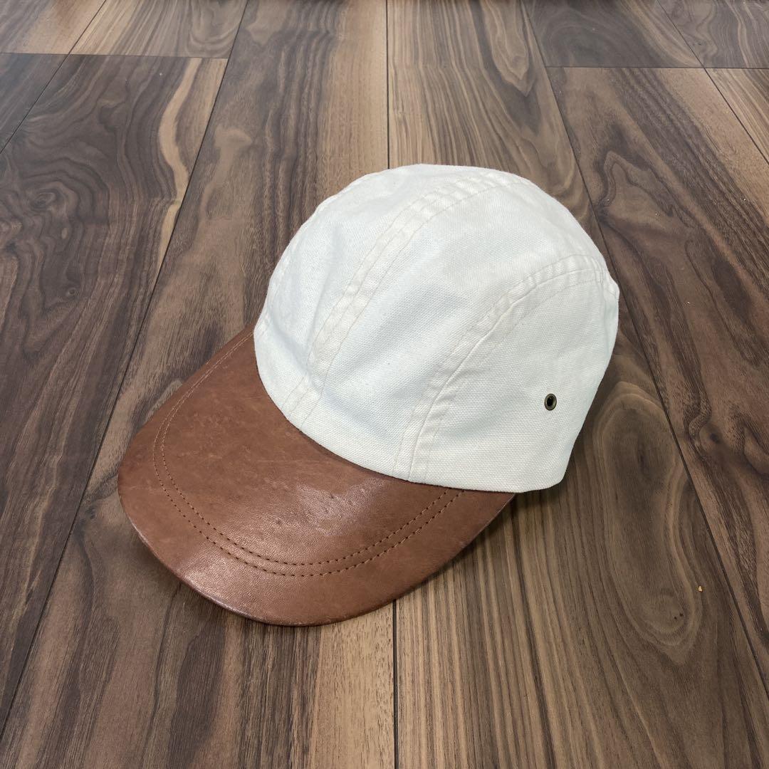 EDDIE BAUER キャンバス レザー ロングビル ジェットキャップ 90s