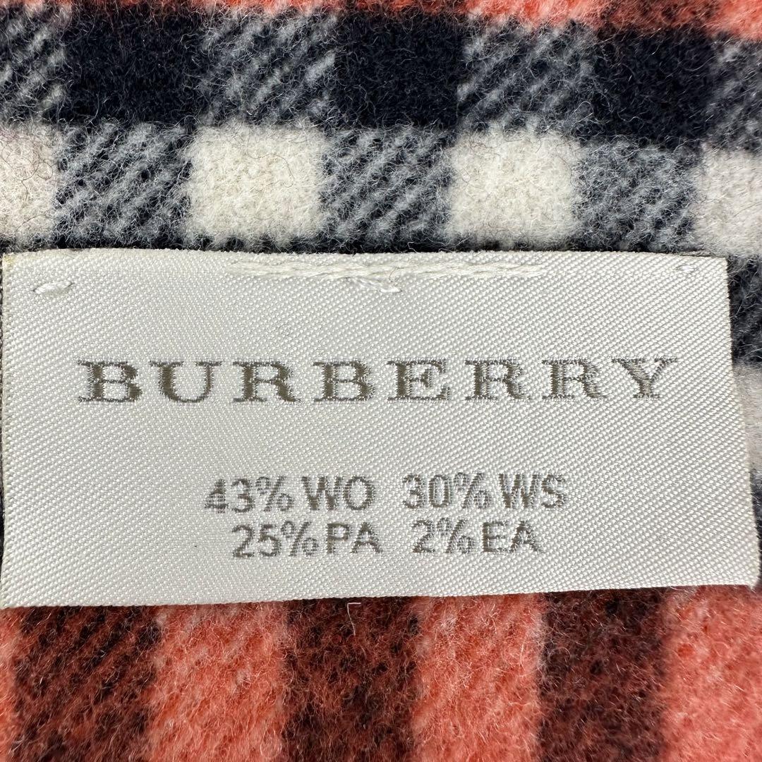 極美品 近年タイプBURBERRY チェック柄マフラー オレンジ系 イタリア製