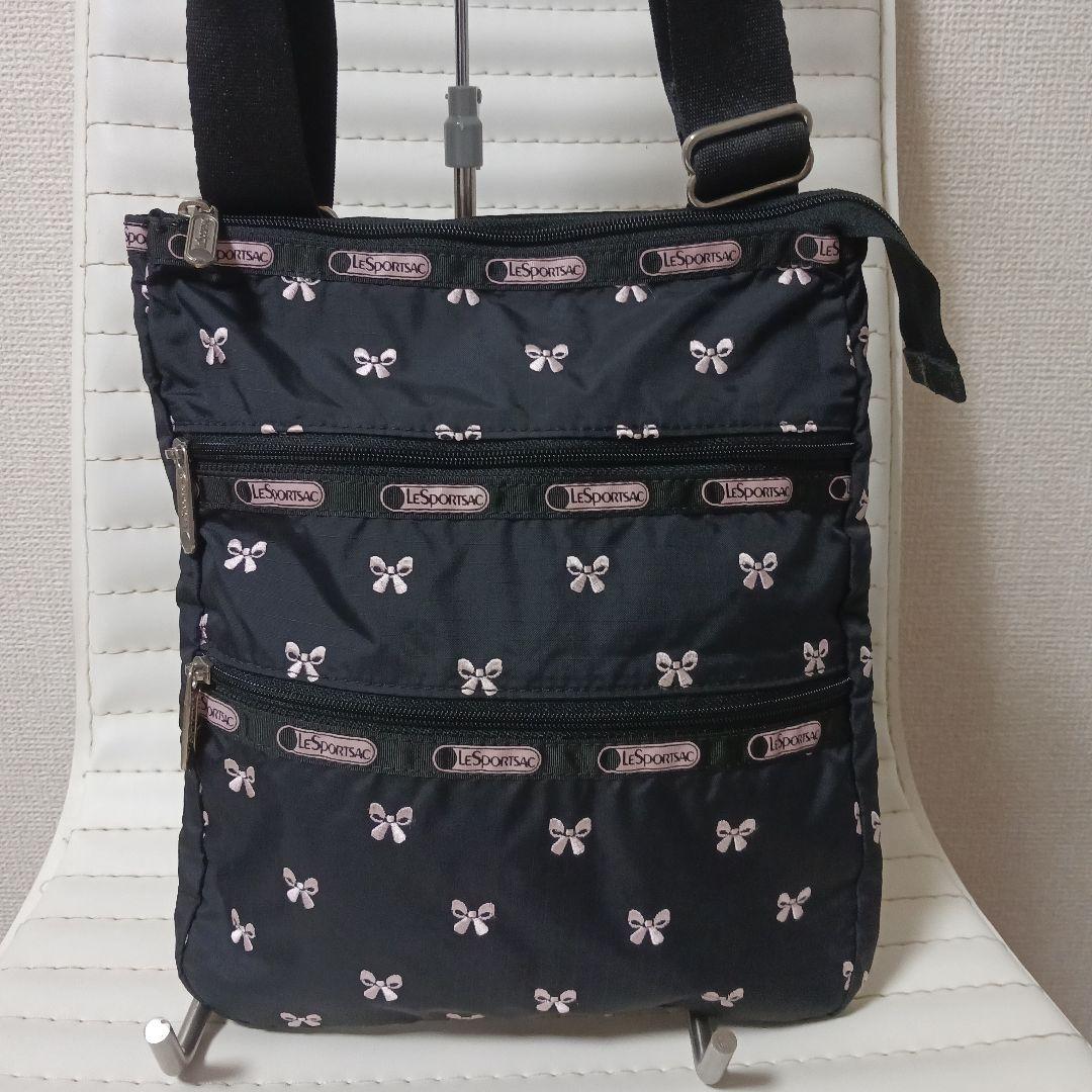 2206　レスポートサック　3ジップ　リボン　刺繍　L　ほぼ未使用