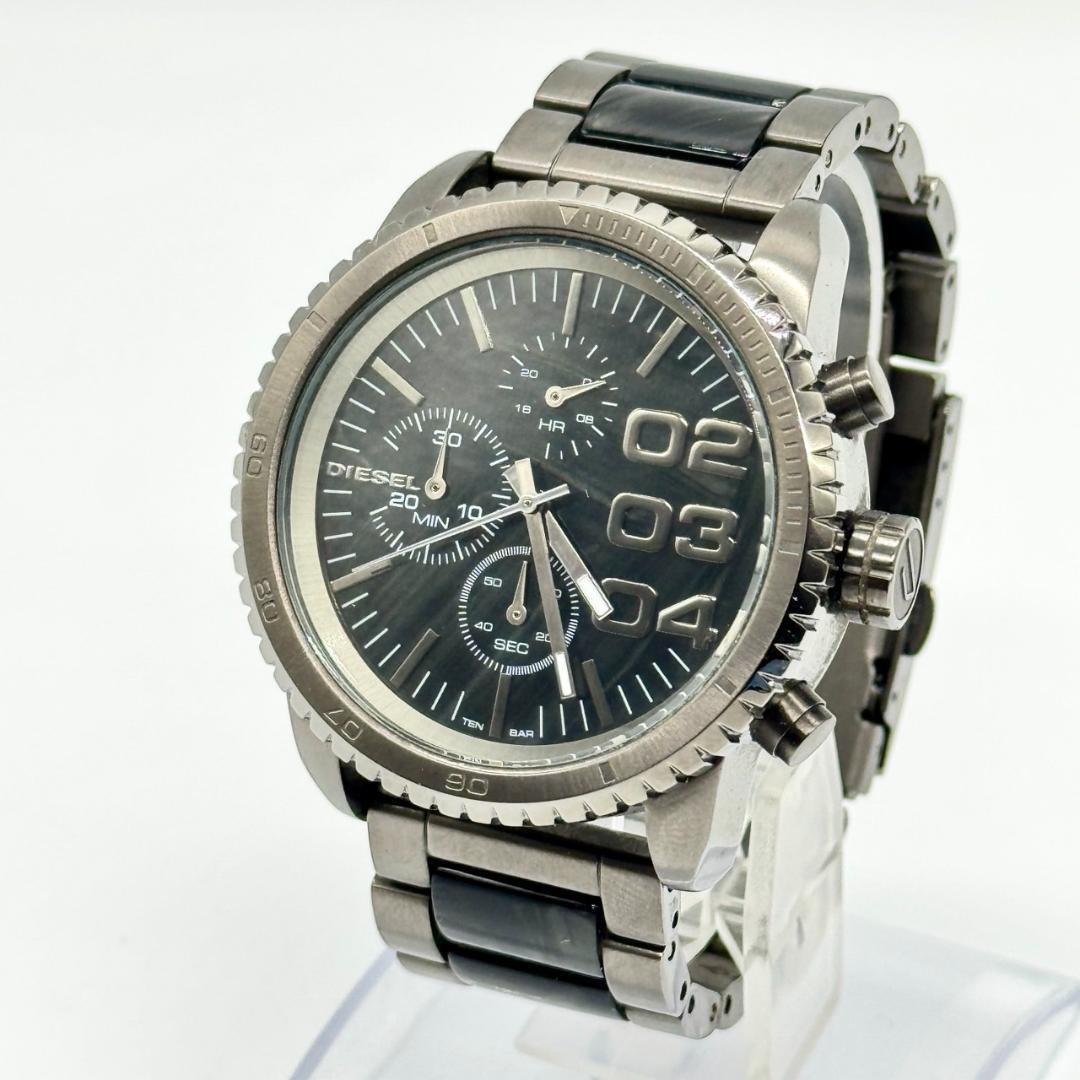 ディーゼル　DIESEL　クロノグラフ　時計　文字盤大　美品 稼働品 DIESEL ディーゼル 腕時計 クロノグラフ 黒文字盤