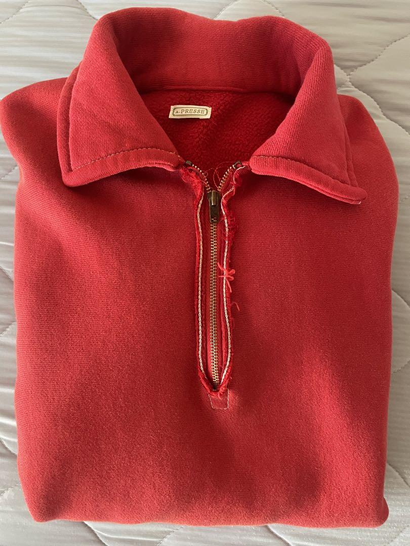 A.PRESSE Vintage Half Zip Sweatshirt 赤