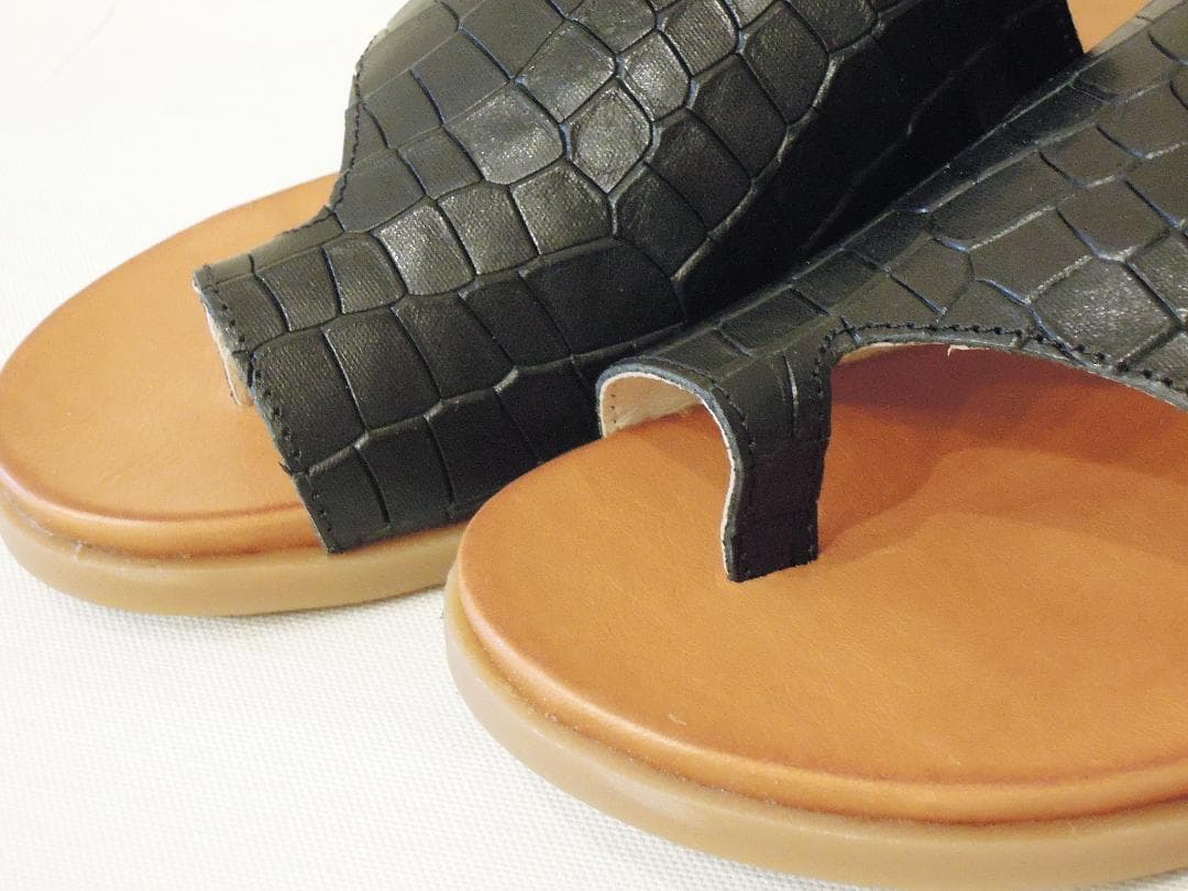 BARI トングフラットサンダル レディース ブラック 黒 新品 38 24cm