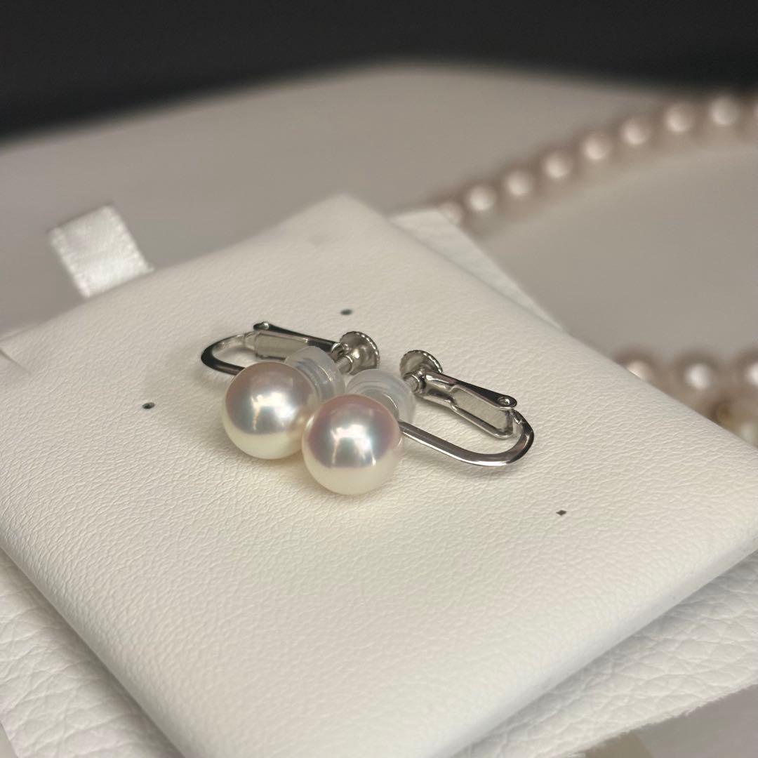 テリ10 あこや真珠 7.5 K14WG本真珠 パールイヤリング 花珠比較画像有 テリ10 あこや真珠 7.5 K14WG本真珠 パールイヤリング 花珠比較画像有