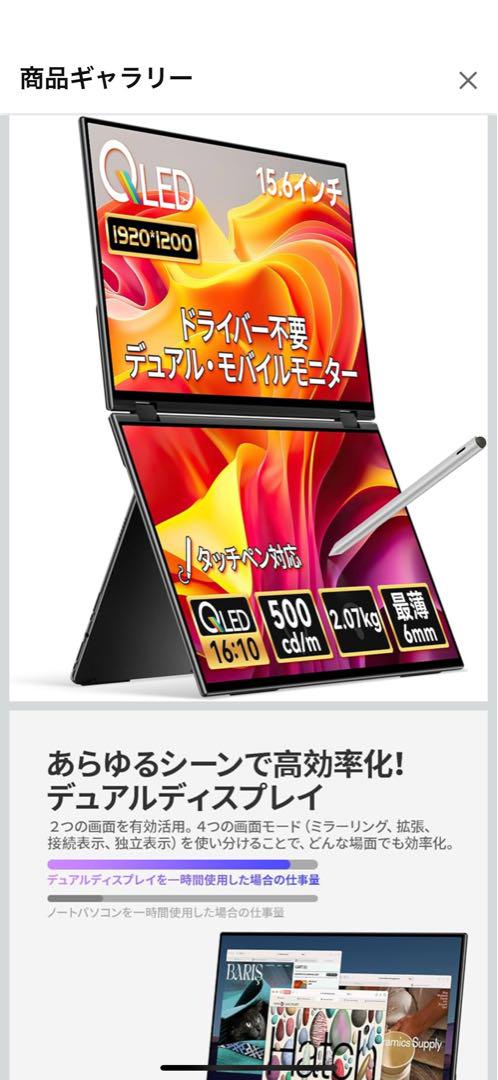 EHOMEWEI15.6インチデュアルモニターE156DSX(XQ-156PF)
