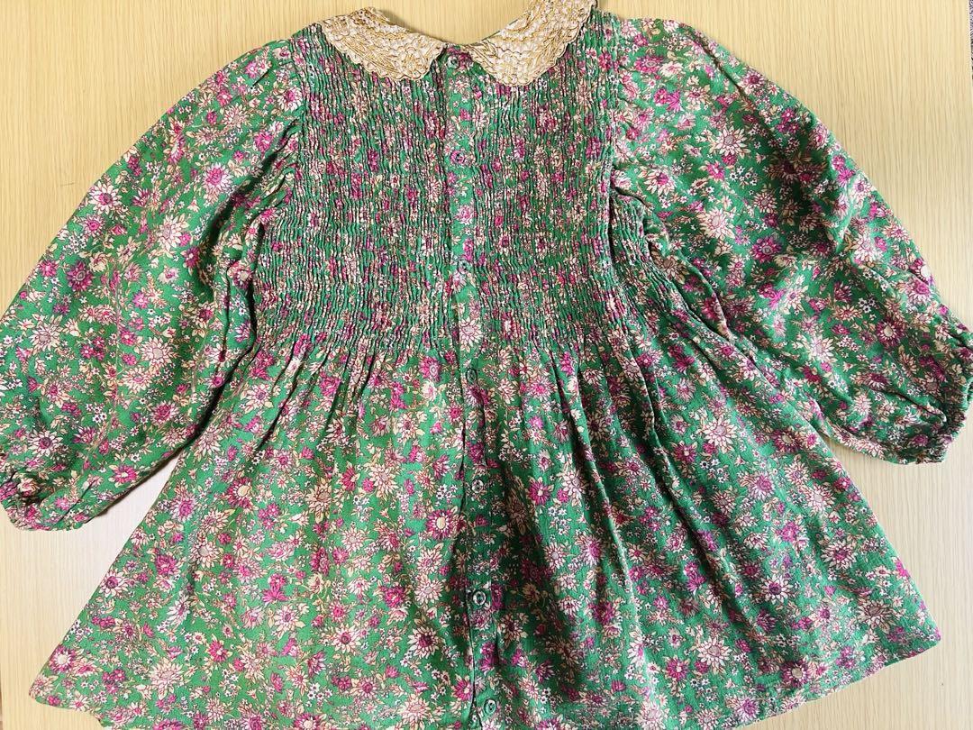 Bonjour diary ボンジュールダイアリー グリーン　花柄ブラウス