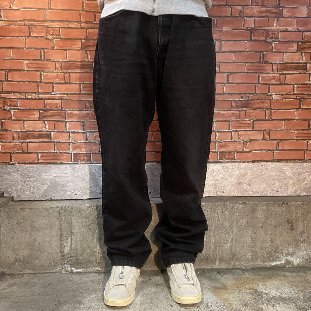 USA 古着 ブラックデニム LEE ワイド ストレート ルーズ 38×34 6,192円