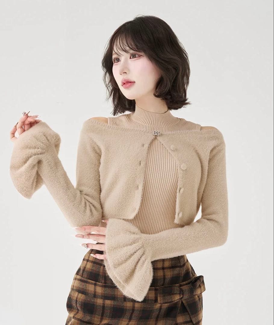 darich アンサンブルシャギーニットトップス BEG SIZE Darich