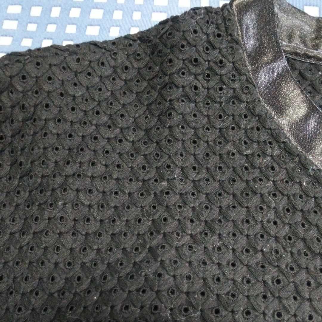 黒 メッシュブルゾン 7分袖