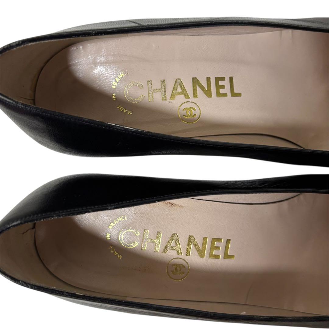 CHANEL シャネル パンプス 37 23.5 ブラック レザー ココマーク
