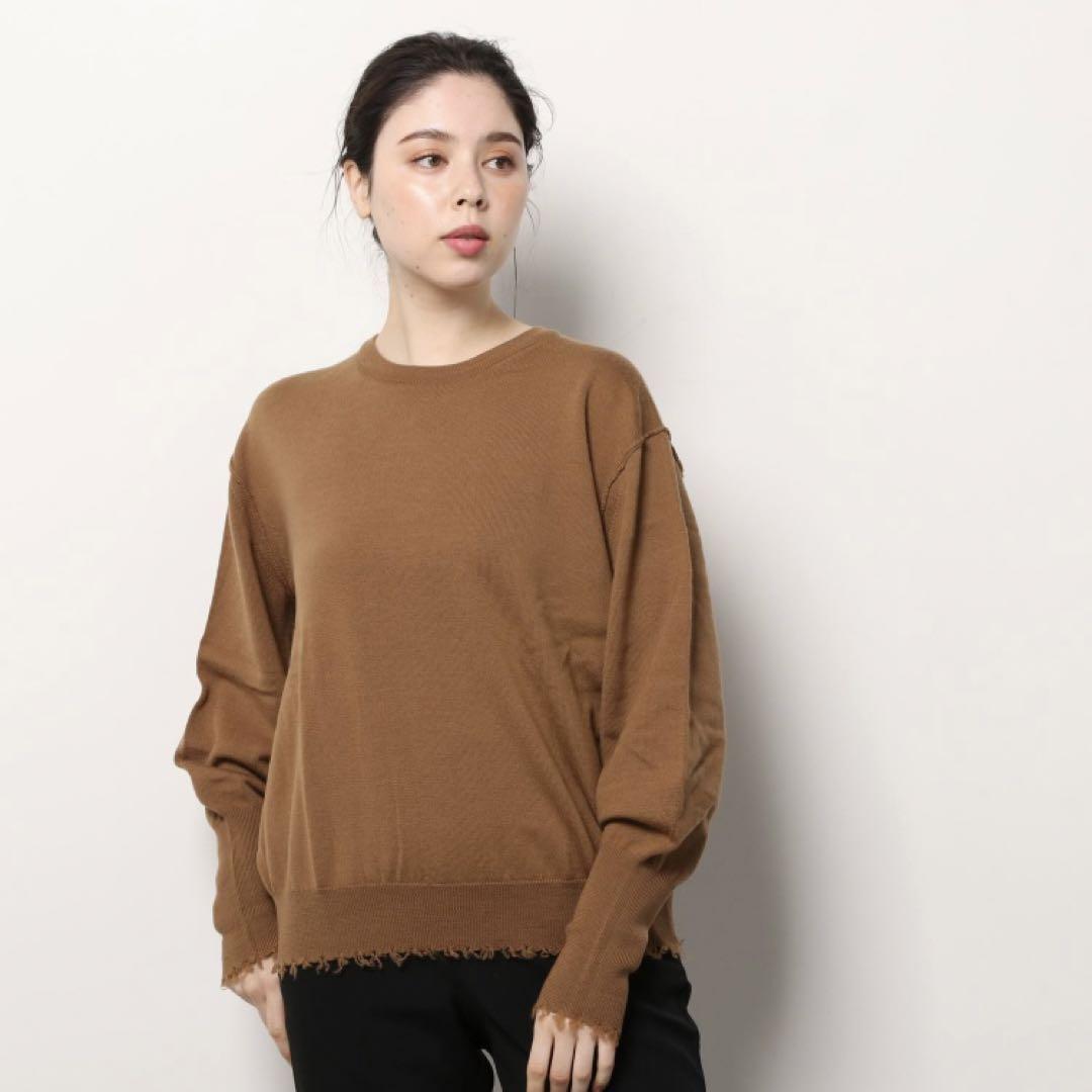 2024年最新入荷 ☆ SAYAKA S 赤 プルオーバーニット DAVIS☆ベルベットコンビ ニット+セーター