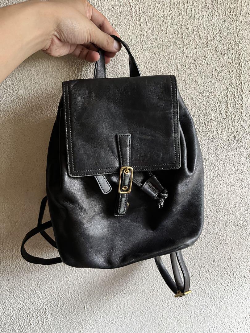 90s OLD COACH 9858 リュック　オールレザー　ブラック　黒　鞄