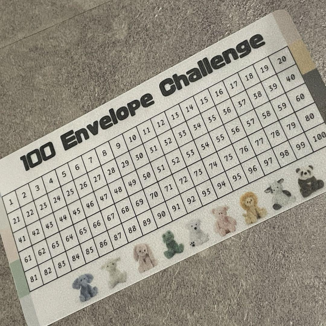 文房具・ステーショナリー 100 envelope challenge animal  friends