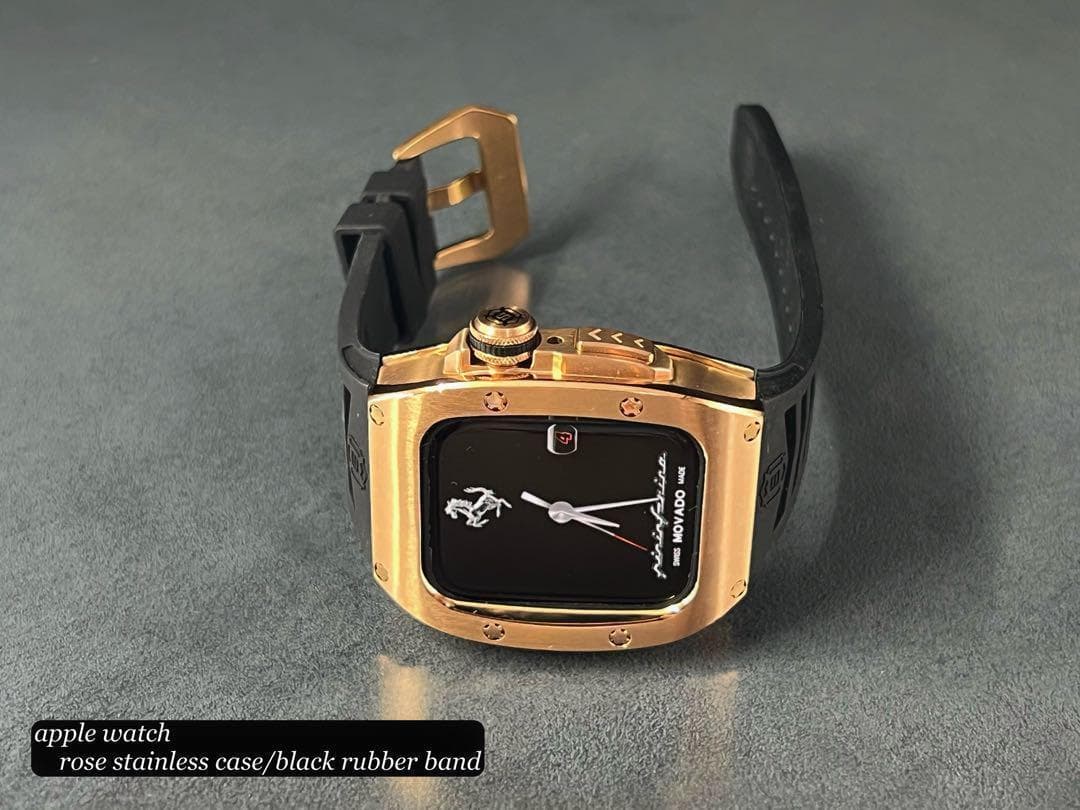 ローズ　アップルウォッチ 45mm 44mm ステンレス ケース ベルト