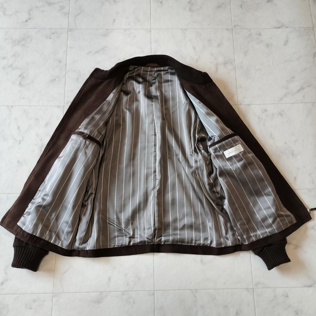 ミラショーン カシミヤ100% スエードレザー切替ジャケット M~L