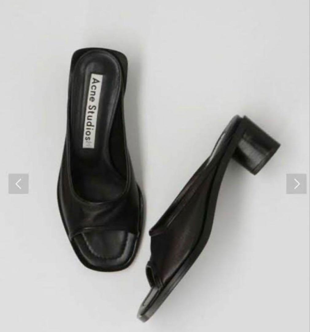 Acne Studiosオープントゥレザーミュール Acne Studios】レザー ミュール ブラック オープントゥ (Acne