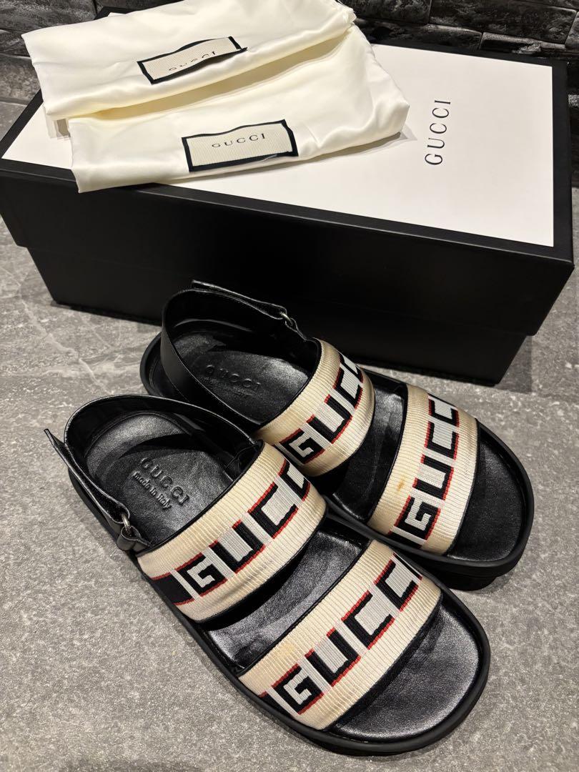 GUCCI グッチ ロゴストラップサンダル 523769 レディース メンズ 美品】GUCCI グッチ ロゴストラップサンダル メンズ - メルカリ