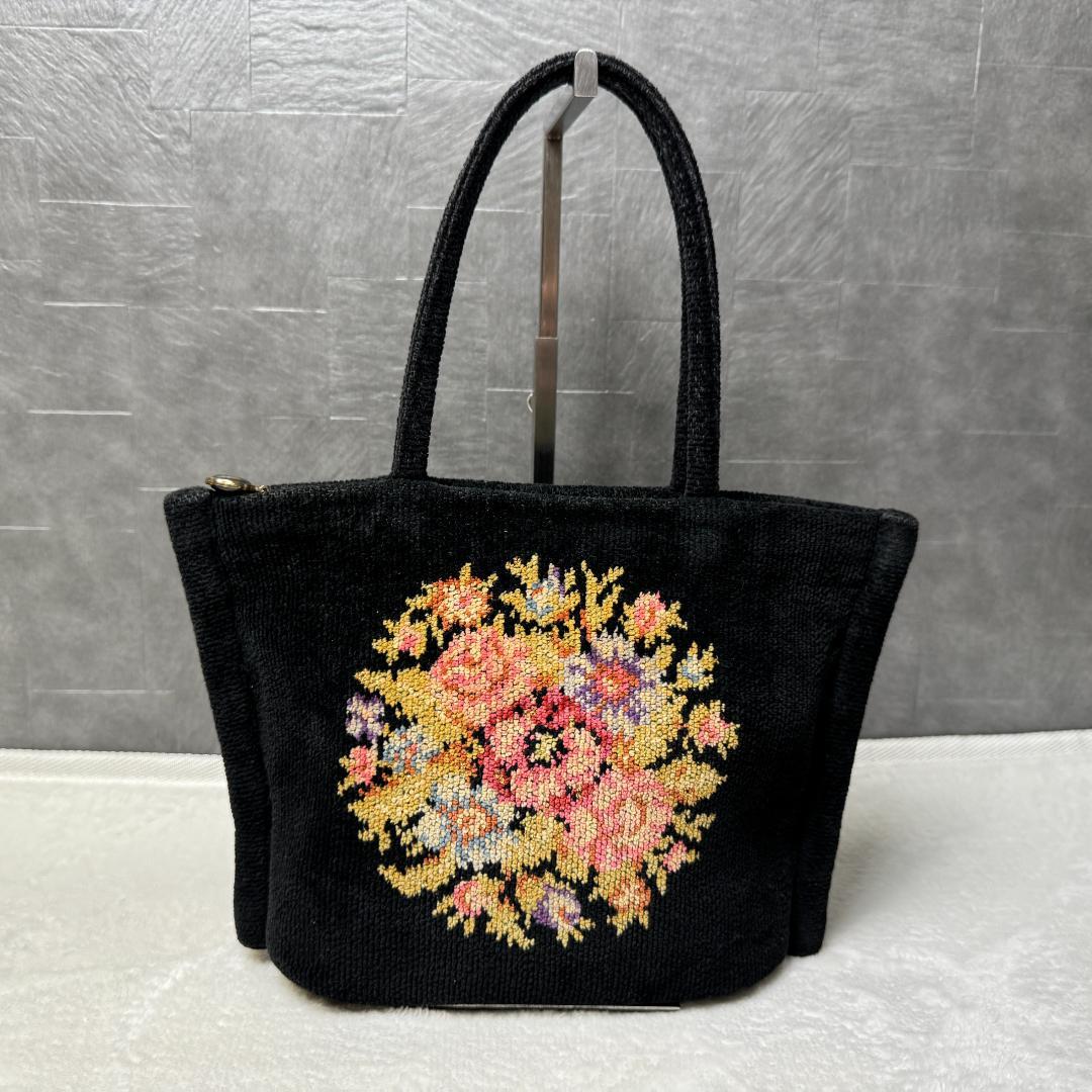 フェイラー FEILER トートバッグ 花柄 黒 タグ付き 新品・タグ付き】FEILER フェイラー 花柄 トートバッグ ブラック