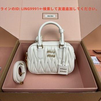 Miu Miu♡可愛いリネンバッグ♡♡ ナチュラル ボー キャンバスxレザー バッグ | Miu Miu