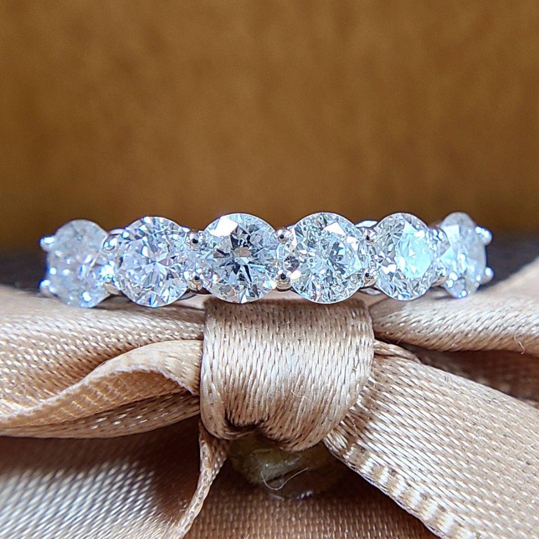 テリ強ハートキュー 1ct ダイヤモンド K18 wg ハーフ エタニティリング