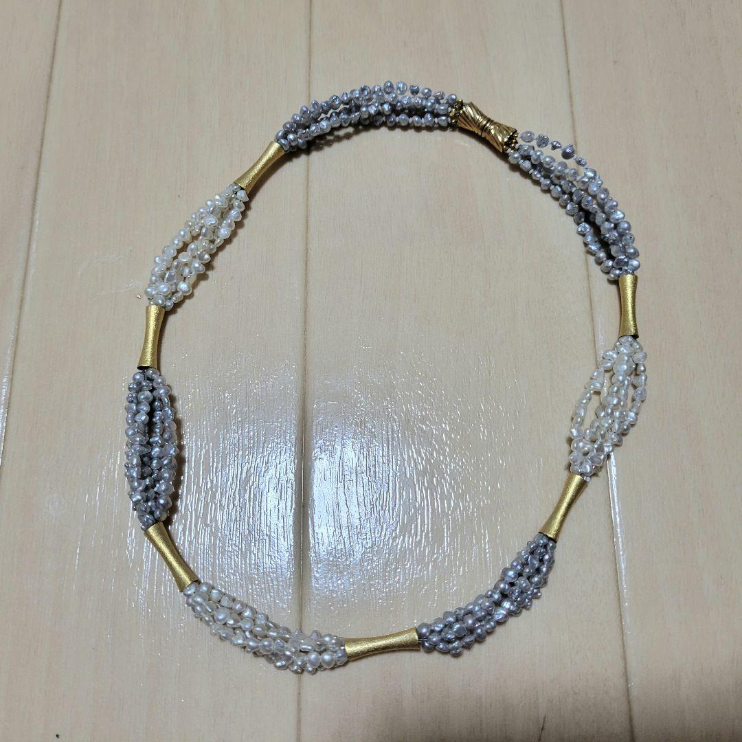 K14刻印 真珠 ネックレス パール 5連 重量約22g アクセサリー
