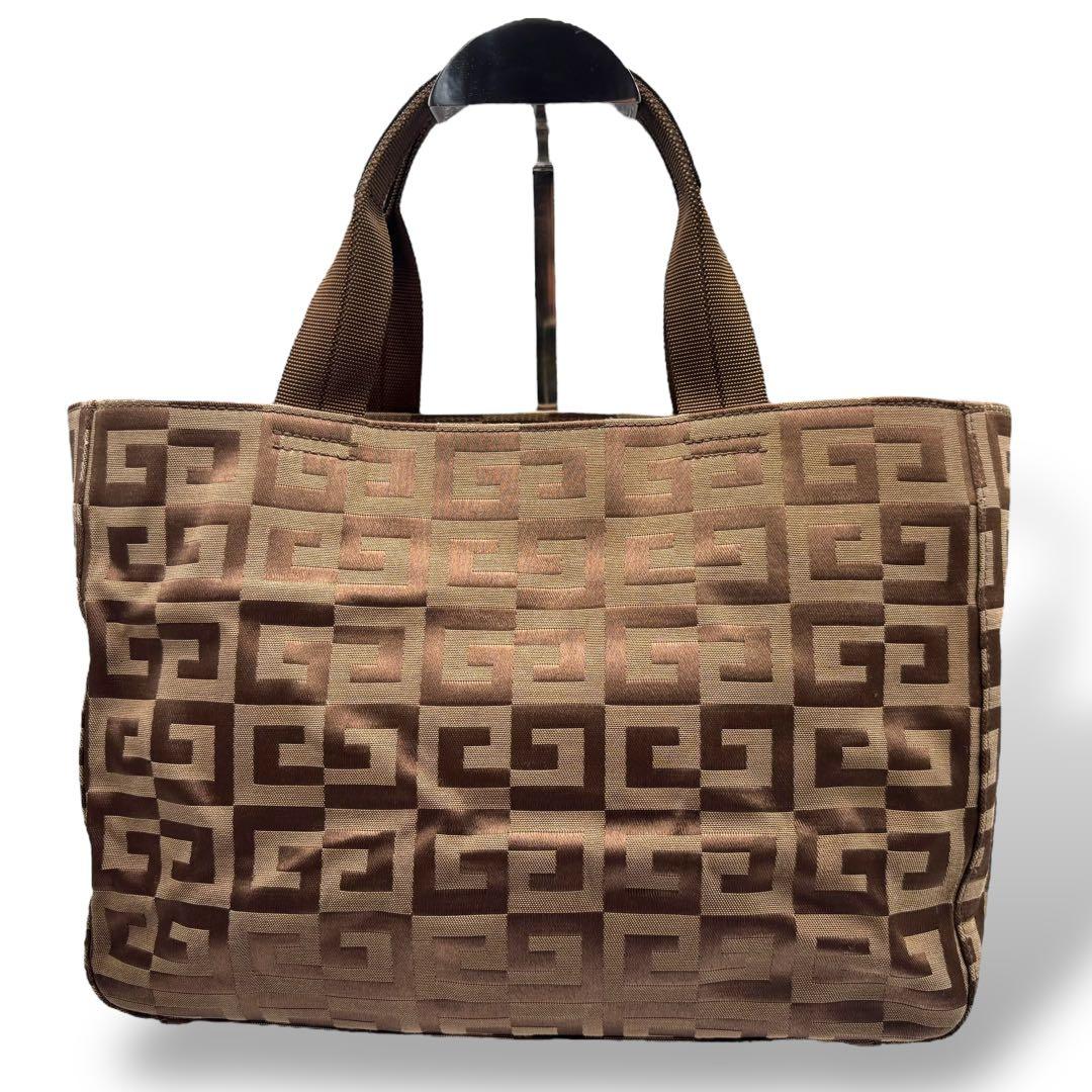 【ヴィンテージ】ジバンシー　トートバッグ 4Gロゴ キャンバス モノグラム　茶色