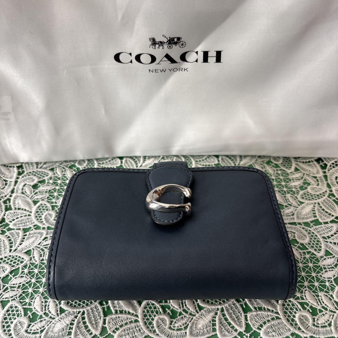美品 コーチ COACH ダビーミディアムウォレット デニムカラー