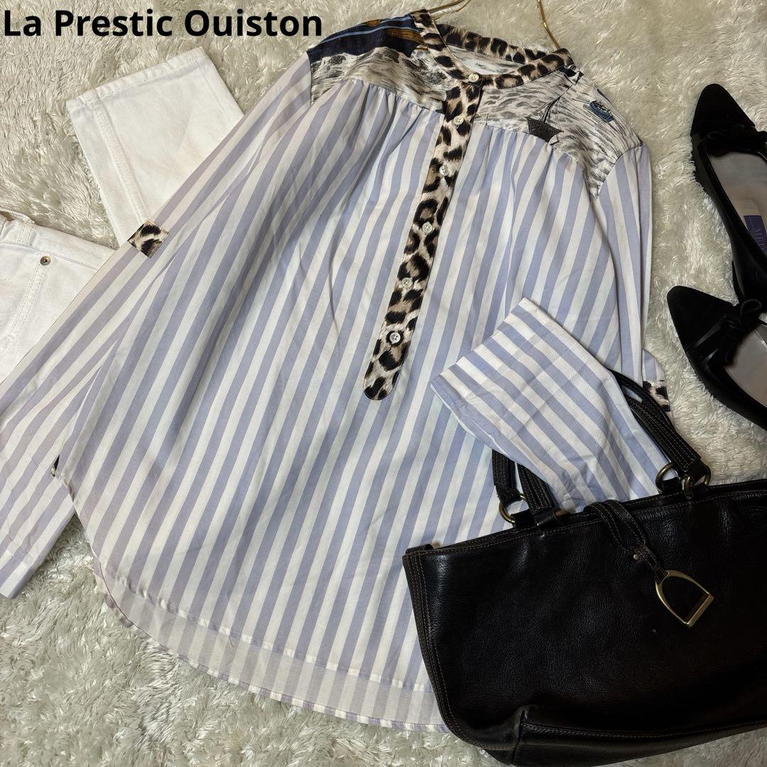 美品＊希少 LA PRESTIC OUISTON シルク切替　シャツ　ストライプ