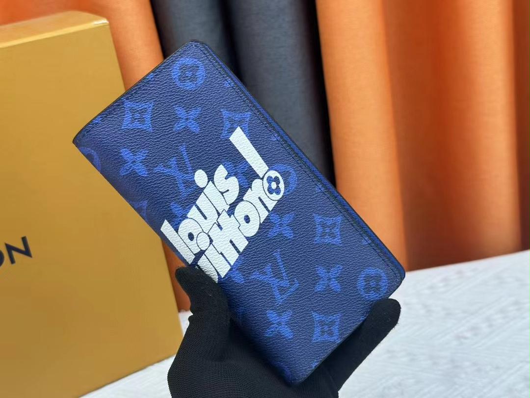 ?LOUIS VUITTON?ルイ?ヴィトン メンズ ブルー 二つ折り長財布