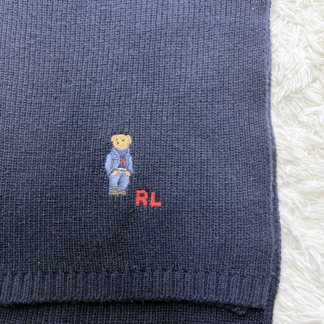 【美品】ポロラルフローレン ポロベア マフラー ネイビー ニット