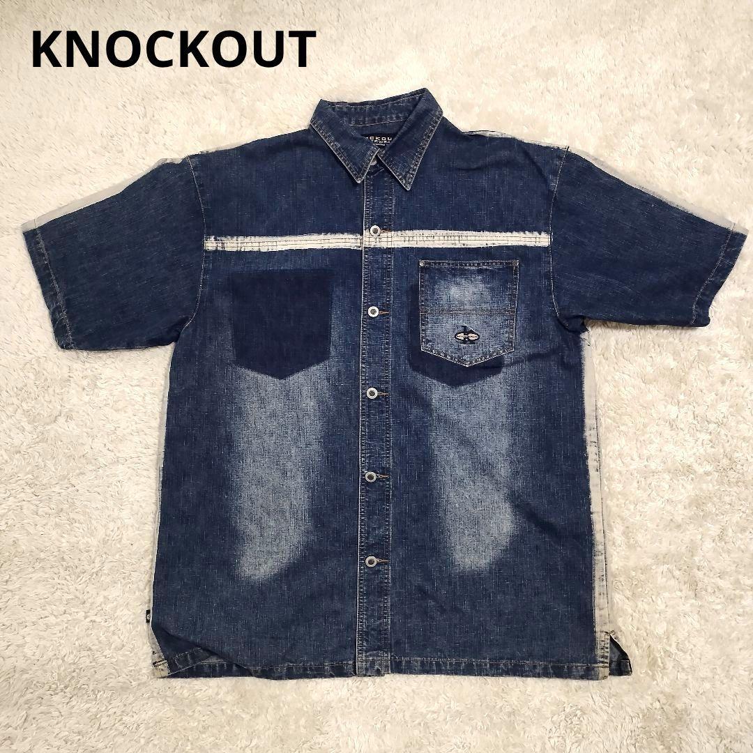 431 美品 KNOCKOUT ノックアウト デニムジャケット 半袖 刺繍