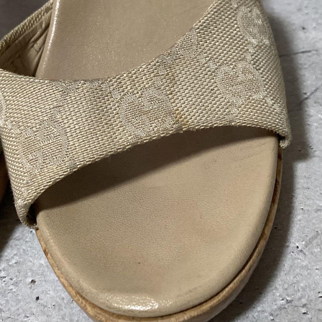 グッチ　GUCCI (37) ヒールサンダル　ミュール　gg柄　キャンバス グッチ GUCCI (37) ヒールサンダル ミュール gg柄 キャンバス