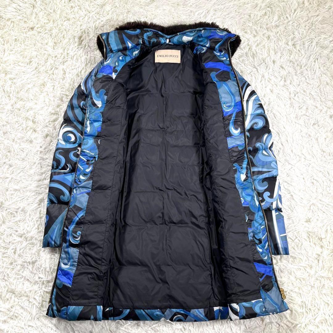 【良品】EMILIO PUCCI エミリオプッチ　プッチ柄ファーダウンコート