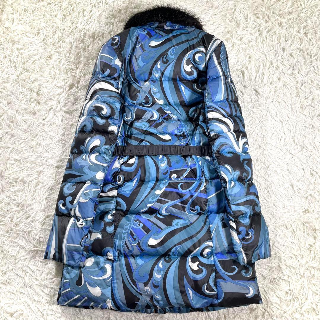 【良品】EMILIO PUCCI エミリオプッチ　プッチ柄ファーダウンコート